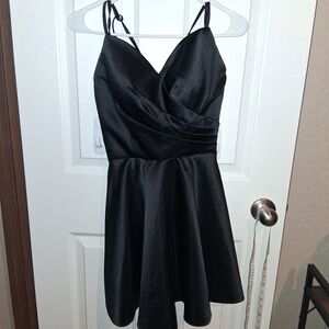 Elegant Black Dress, Spaghetti Strap, Corset Back
